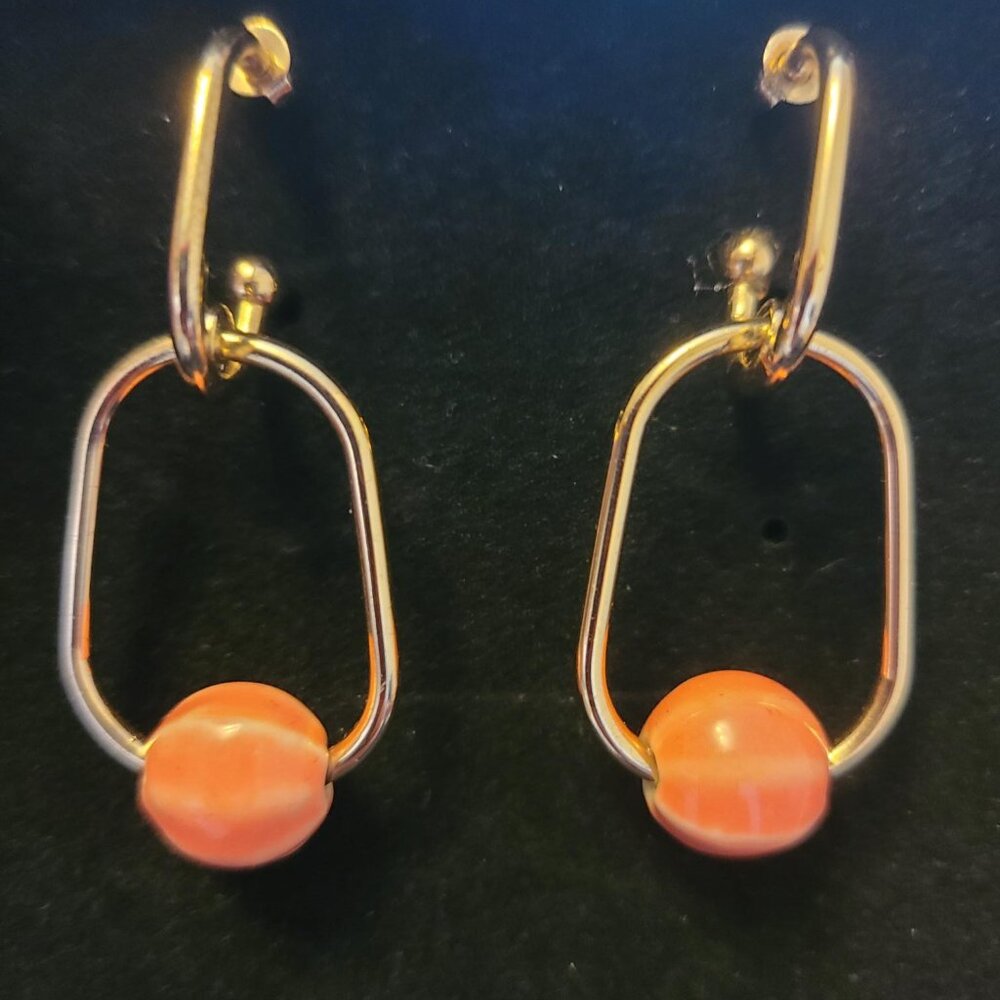 Ceramic and Gold-toned Metal Earrings